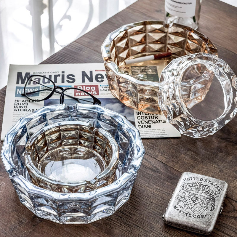 Ashtrays Creativity Crystal Glass Ashtrays Home Living Room Personality Smoke Cylinders Big Light Lavish Ashtrays Office-Taobao