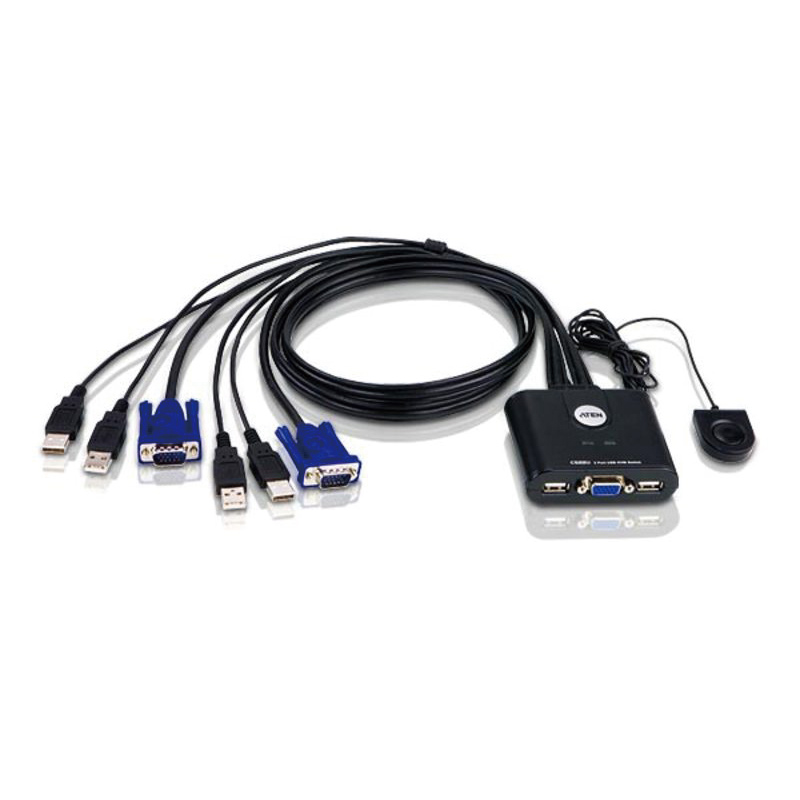 ATEN CS22U 2-port wired USB VGA KVM multi-computer switcher external switch button