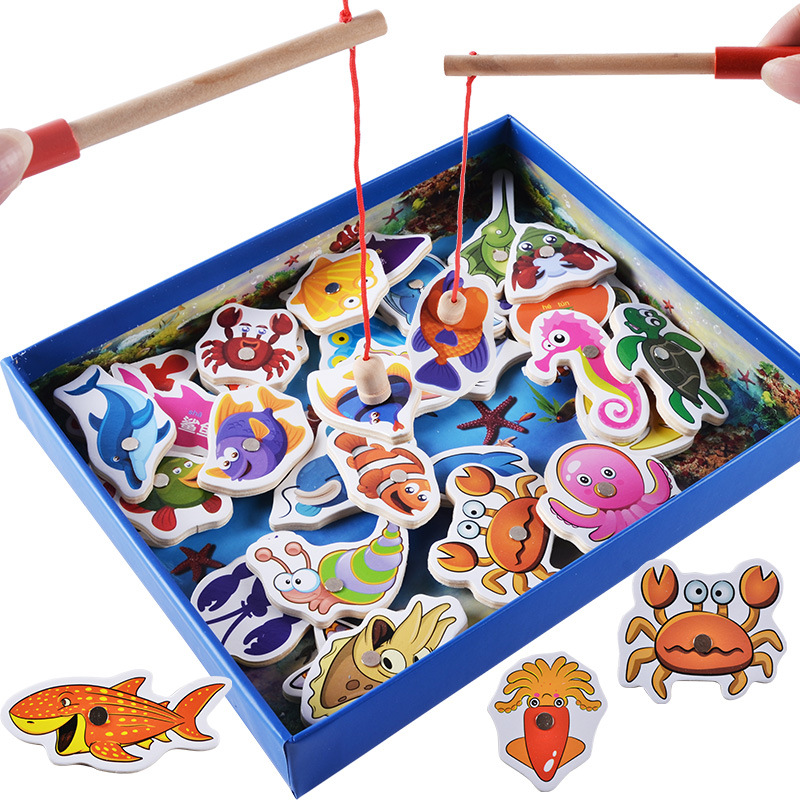 Children's magnetic fishing toy pool suit baby early education puzzle male and female small cat fishing rod 1-2-3 years old