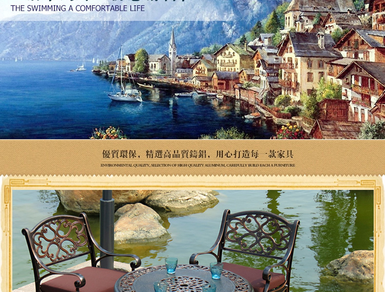 Bàn ghế ngoài trời đúc bàn nhôm đúc bàn ghế ngoài trời giải trí rèn sắt cà phê ban công sân vườn bàn ghế kết hợp năm mảnh ghế ban công nhỏ
