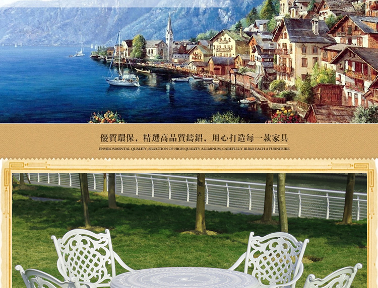 Bàn ghế ngoài trời châu Âu Bàn ghế sân vườn màu trắng ban công sắt đúc Bàn ghế nhôm Bàn ghế sân vườn Ghế ban công - Bàn ghế ngoài trời / sân bàn ghế mini ban công