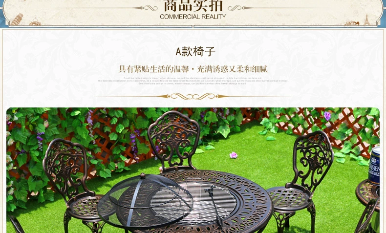 Bàn ghế BBQ ngoài trời Bàn và ghế bằng nhôm đúc Ban công Đồ nội thất bằng sắt Sân vườn ngoài trời Sân thượng Bàn và ghế BBQ Bộ năm món