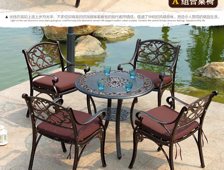 Bàn ghế ngoài trời đúc bàn nhôm đúc bàn ghế ngoài trời giải trí rèn sắt cà phê ban công sân vườn bàn ghế kết hợp năm mảnh ghế ban công nhỏ