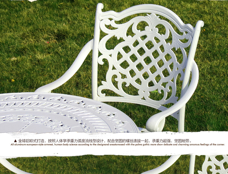 Bàn ghế ngoài trời châu Âu Bàn ghế sân vườn màu trắng ban công sắt đúc Bàn ghế nhôm Bàn ghế sân vườn Ghế ban công - Bàn ghế ngoài trời / sân bàn ghế mini ban công