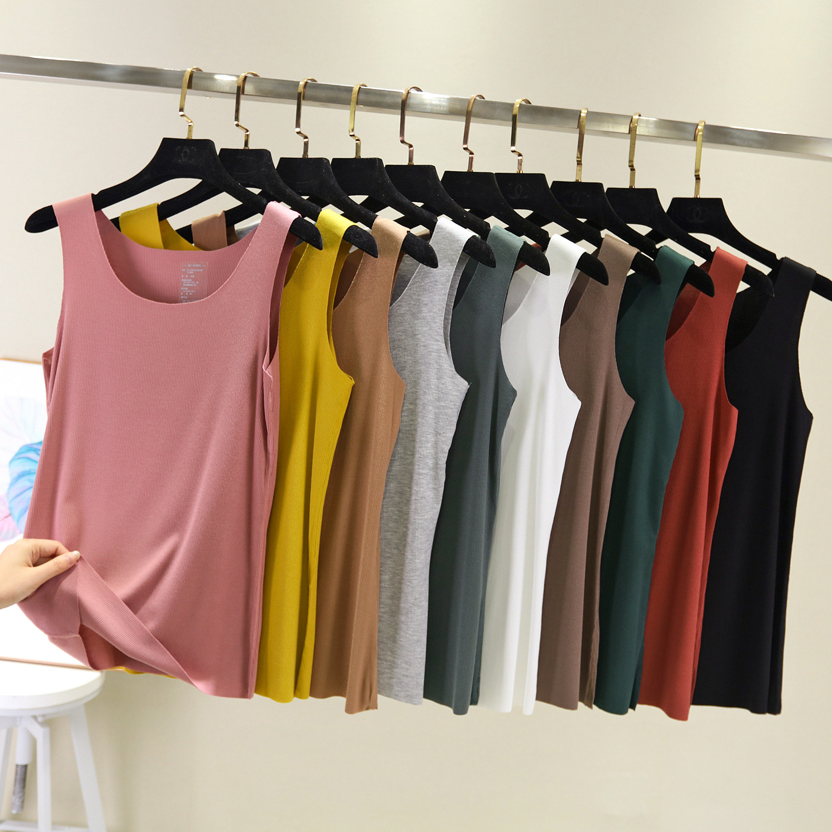 Model without trace broadband vest hanging female summer thin wearing large size tops sleeveless and sleeveless strip