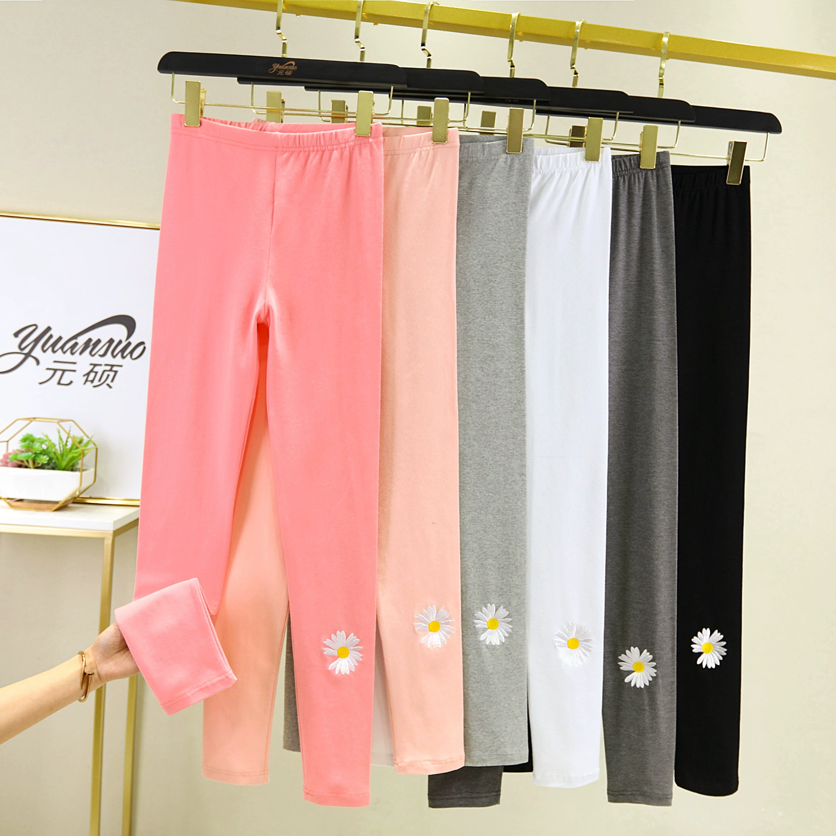 Quần cotton lưới màu đỏ tinh khiết quần legging nữ mỏng mặc ngoài mùa xuân và mùa thu eo cao đã mỏng chân hoang dã 9 điểm quần cỡ lớn - Quần tây thường