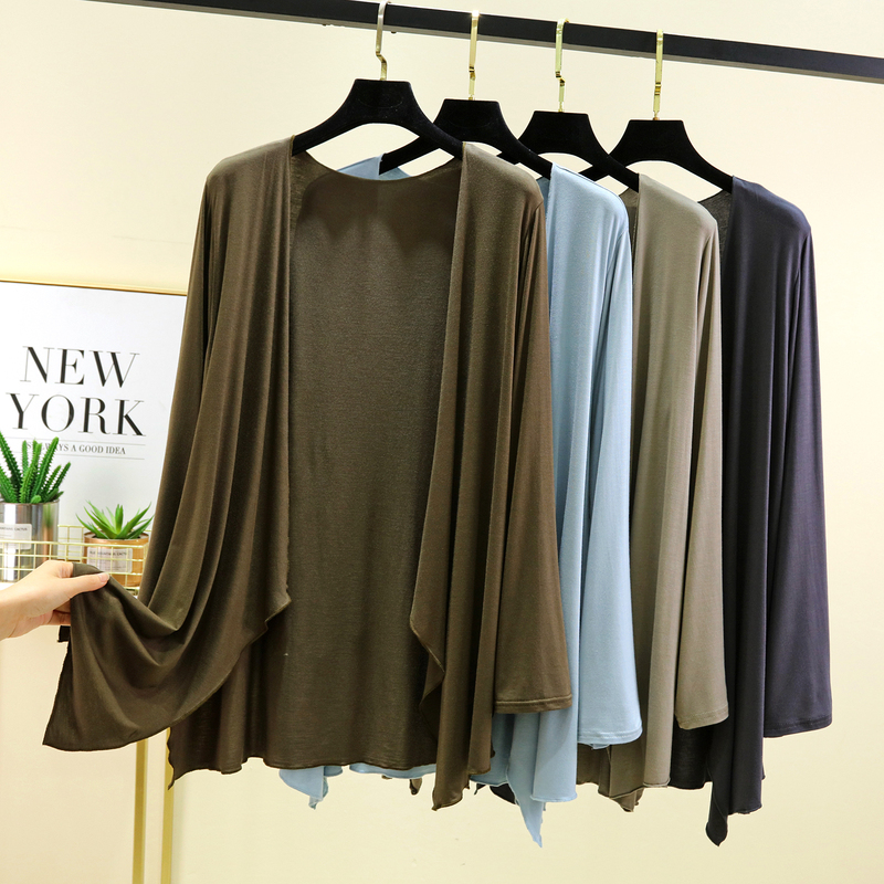 2025 New Knitted Cardigan for Women, Summer Thin Long-Sleeved Sun Protection Shirt, Outer Layer Cover-Up, Solid Color, Large Size Air-Conditioning Shirt