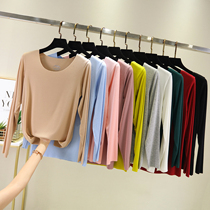 Modal base shirt 2019 autumn new round neck size womens loose interior slim long sleeve T-shirt top