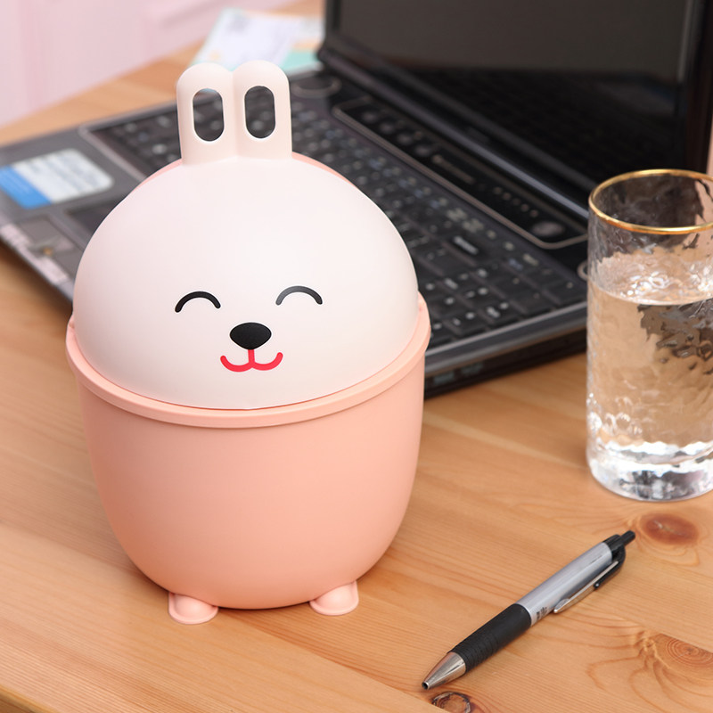 Desktop Cute Trash Cans Plastic Flip Cartoon Teenage home Contained Little Mini Table Creative Trash Cans