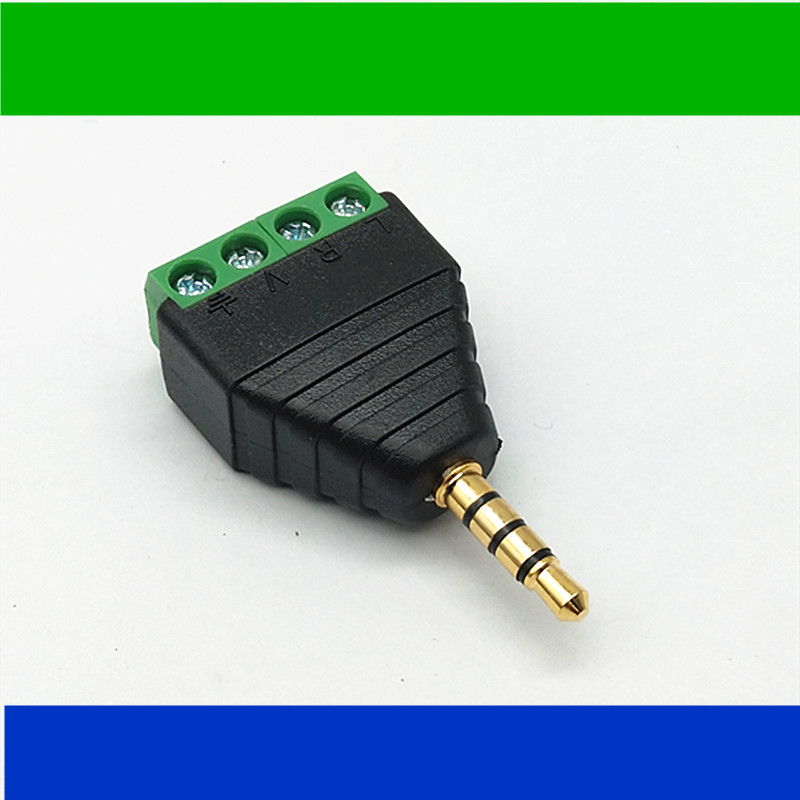 Solder-free 3 5 headphone plug four-stage 4-section with wheat 3 5mm headphone plug audio male terminal block