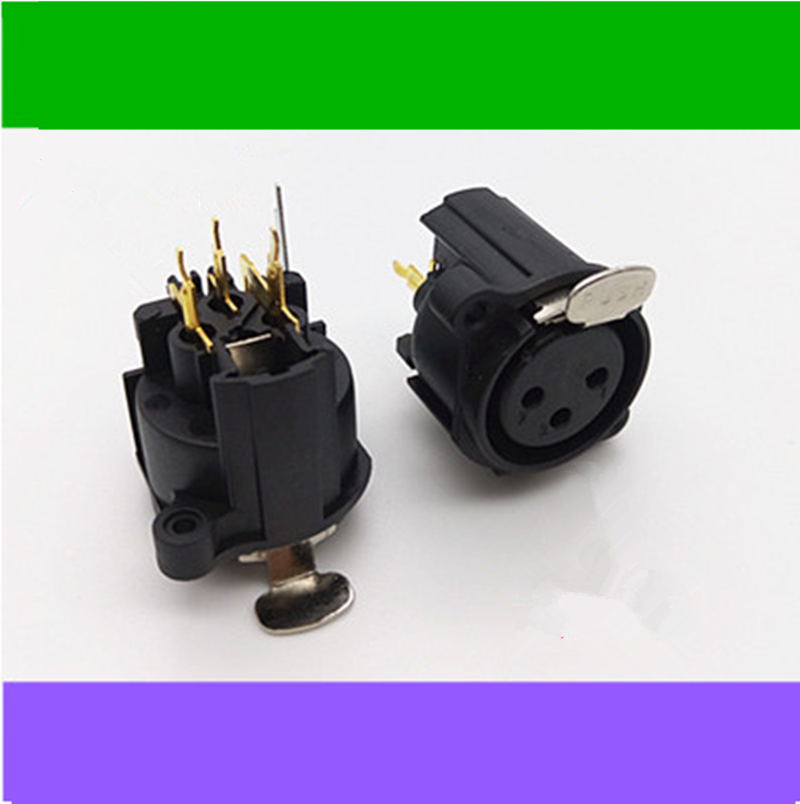 3 Core Cannon socket Three Core Canon PCB board XLR Carnoncaron 3 Core gilded straight footed Lennon mother seat