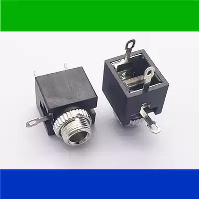 3 5mm socket headphone socket audio plug socket single sound Square shell with nut 3 5 two-core female seat screw