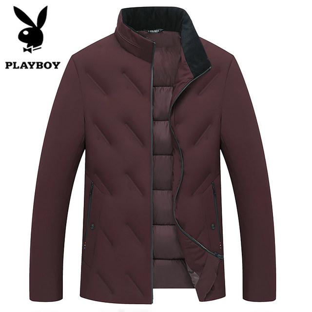 Playboy Men's Down Cotton Jacket ເສື້ອຜ້າຂອງພໍ່ ເຄື່ອງນຸ່ງຝ້າຍ ອາຍຸກາງ ເສື້ອຝ້າຍໜາ ສັ້ນ ເສື້ອຝ້າຍ ລະດູໃບໄມ້ຫຼົ່ນ ແລະລະດູໜາວ