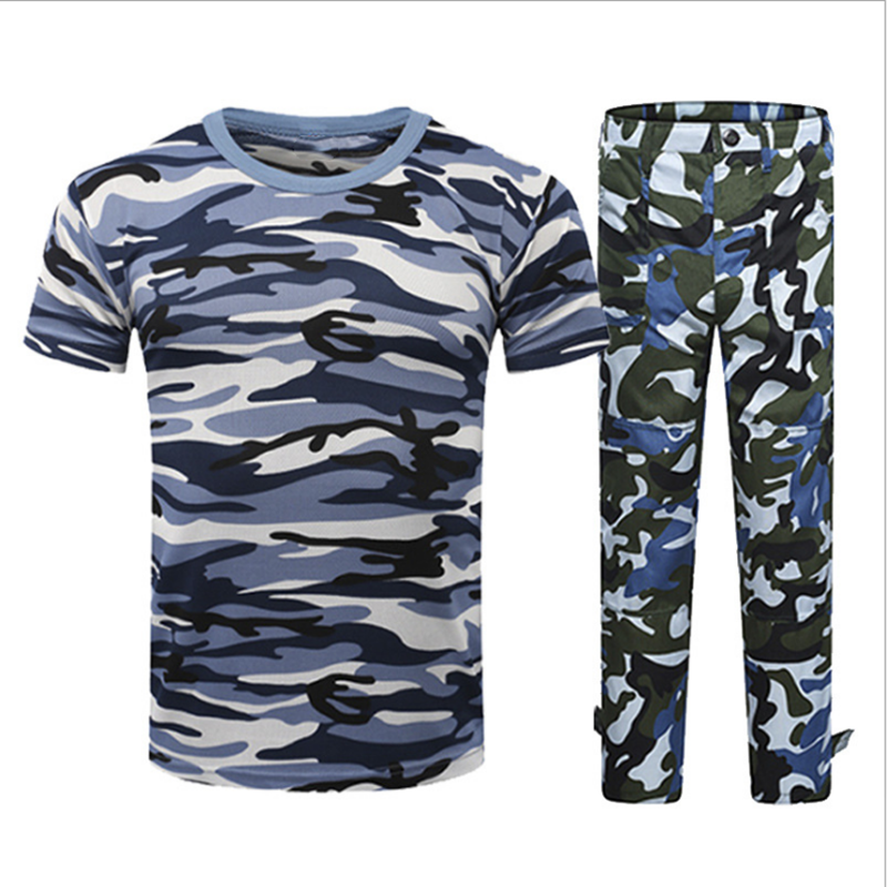 Military training camouflak short sleeve suit men and women college students military training uniforms students camouflaviate T-shirt high school student military training coat summer