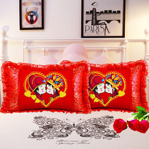 New festive wedding cross-stitch pillow 5D printing cartoon couple pillowcase a pair of bedroom sofa cushions