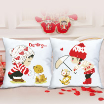 Thread embroidery new 2020 cross-stitch pillow couple pair embroidery sofa living room bedroom cushion simple embroidery pair
