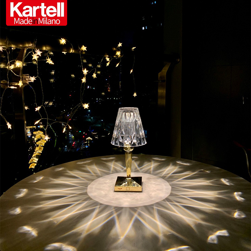 Italy Kartell Battery European crystal lamp Creative LED lamp Diamond table lamp Table lamp Bed lamp