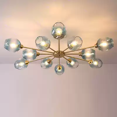 Nordic living room lamp simple modern bedroom atmosphere dining room art Magic Bean molecule macaron full copper ceiling lamp