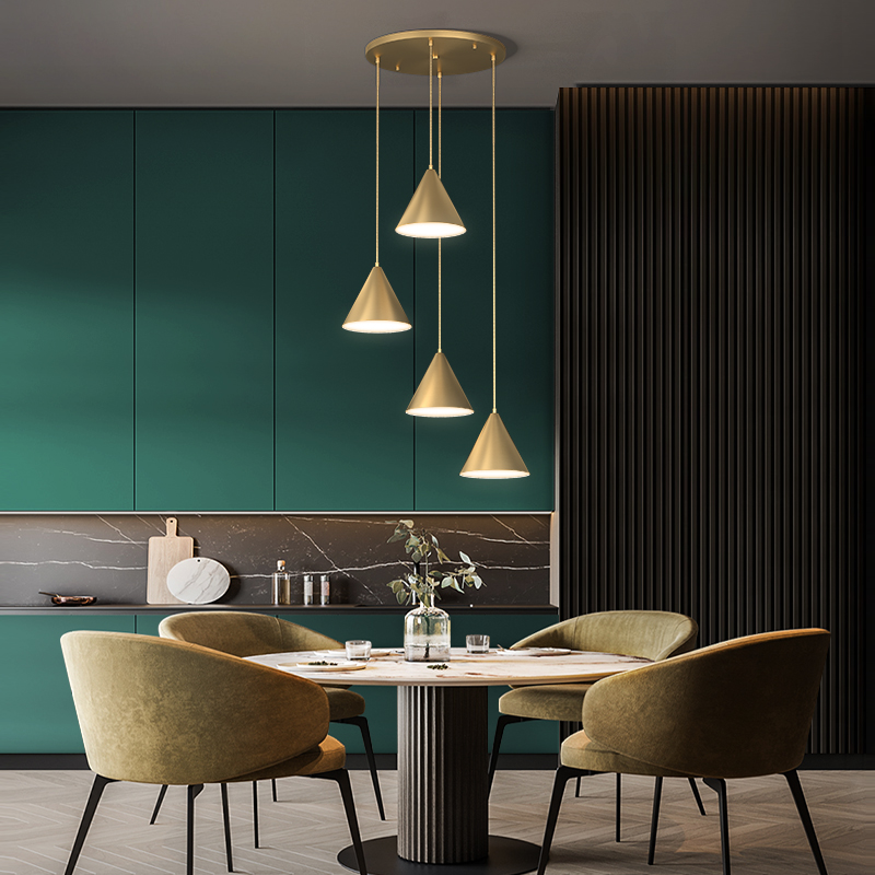 Nordic Dining Room Lamp Chandelia Triple Head Minimalist Bar Table Light Table Dining Room Disc Light Lavish Rear Modern Full Copper Pendant Light