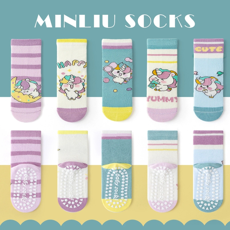 Spring and Autumn Mid-Tube Unicorn Floor Socks for Girls, Non-Slip Dotted Indoor Baby Cotton Socks, Toddler Pony Socks Spring and Autumn Mid-Tube Unicorn Floor Socks for Girls, Non-Slip Dotted Indoor Baby Cotton Socks, Toddler Pony Socks