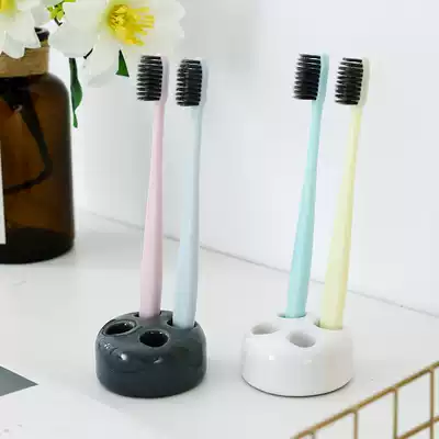 Ceramic four-hole toothbrush holder Shelf base ins Nordic style home shaking sound storage toothbrush holder razor