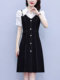 Plus Size Women's Dress 2025 Summer New Design Stylish and Elegant Slimming Fake Two-Piece Short-Sleeved Dress