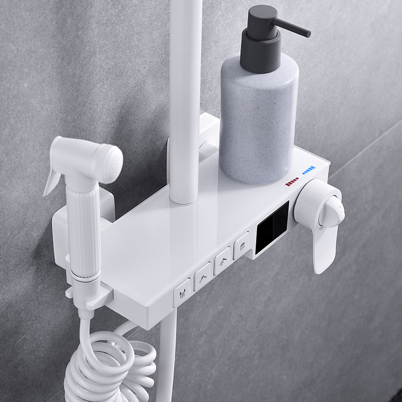 White thermostatic shower suit Number of display shower Home bathing suit Full copper make-up room Pressurized Modern Nine Light Extravagant