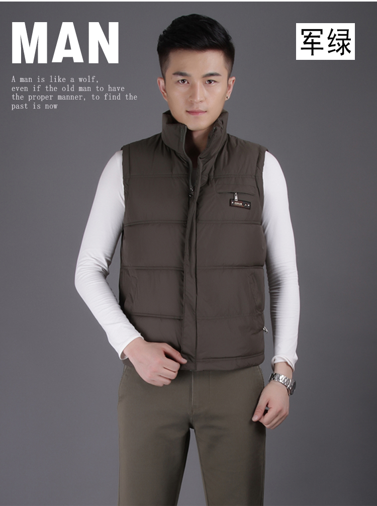 Đàn ông trung niên mùa thu và mùa đông áo vest cotton cộng với phân bón XL cha xuống áo bông đứng cổ áo vest bông áo ghi lê