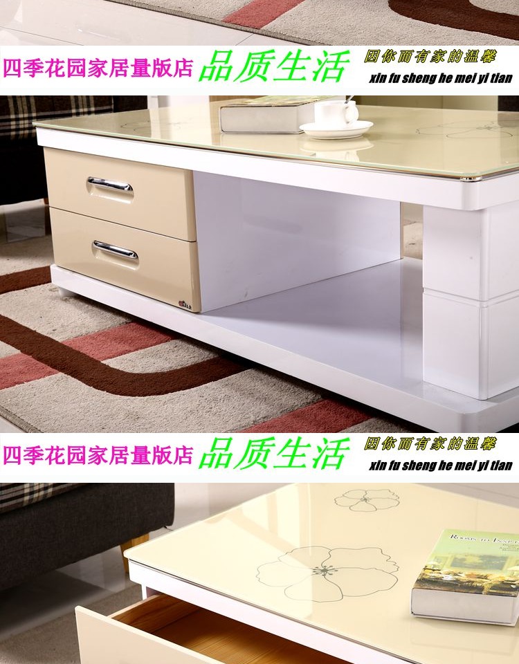 Ice kính cường lực bàn cà phê tủ TV đồ nội thất phòng khách hiện đại nhỏ gọn màu xanh lá cây sơn căn hộ nhỏ một mét siêu trắng - Bàn trà bàn trà mặt đá