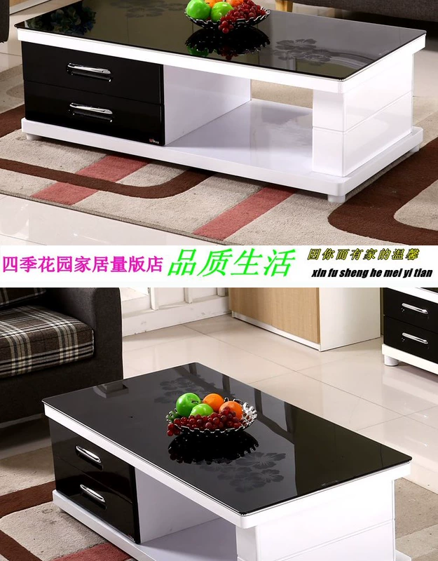 Ice kính cường lực bàn cà phê tủ TV đồ nội thất phòng khách hiện đại nhỏ gọn màu xanh lá cây sơn căn hộ nhỏ một mét siêu trắng - Bàn trà
