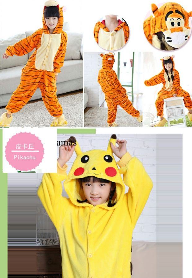 Trẻ em mùa thu và mùa đông phim hoạt hình động vật khủng long nhỏ đồ ngủ liền kề san hô flannel bé trai và phụ nữ quần áo dài tay jumpsuit trẻ em thu đông