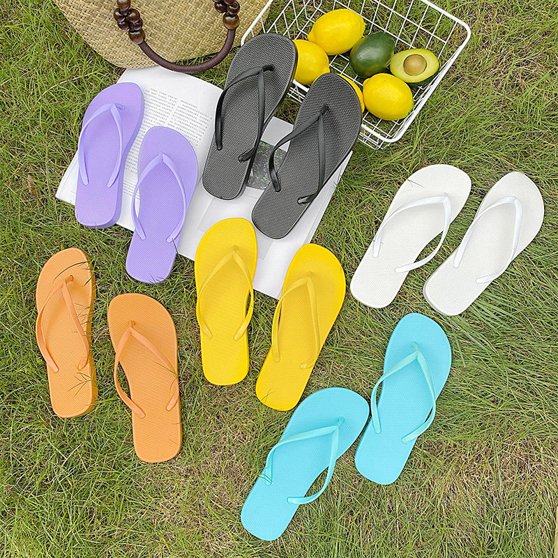 Net Red Holiday Cute Pure Color Minimalist Herringbone Herringbone Drag Woman Fashion Han Prints Beach Slippers Non-slip Outer Wear