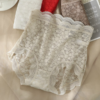 外贸内裤女原单日单出口日本高腰收腹蕾丝纯棉唯美法式女士三角裤