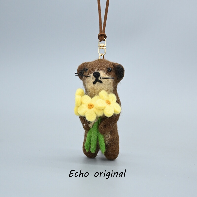 Echo Nepal Handmade Wool Felt Otter Holding Flower Pendant Cute Keychain Niche Bag Charm Birthday Gift Echo Nepal Handmade Wool Felt Otter Holding Flower Pendant Cute Keychain Niche Bag Charm Birthday Gift