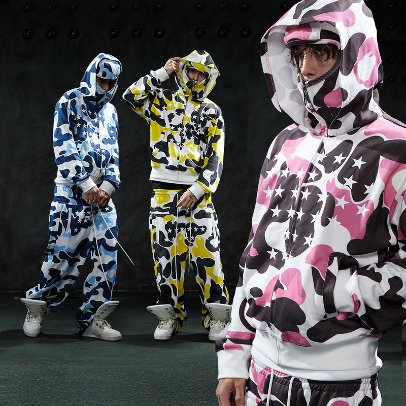 Dnd4Des American Street Hip-Hop Star Camouflage Print Mask Hoodie Pullover Casual Versatile Sweatshirt Set