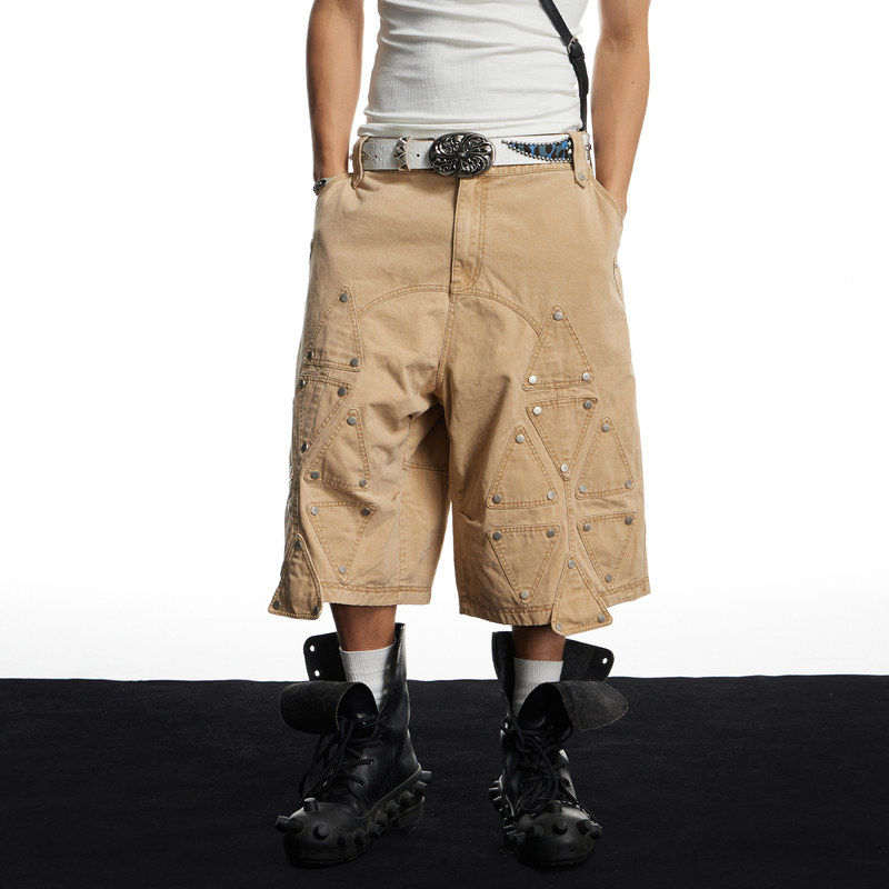 Dnd4Des American Street Style Casual Heavy-Duty Versatile Distressed Loose Cargo Capri Shorts Dnd4Des American Street Style Casual Heavy-Duty Versatile Distressed Loose Cargo Capri Shorts