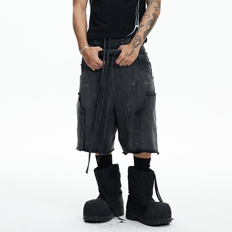 Dnd4Des Original Design Deconstructed Double Waistband Washed Vintage Cropped Pants 340g Pure Cotton Shorts Loose Sweatpants Dnd4Des Original Design Deconstructed Double Waistband Washed Vintage Cropped Pants 340g Pure Cotton Shorts Loose Sweatpants