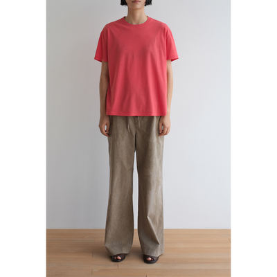 Red/light blue cotton lightweight short-sleeved knitted T-shirt