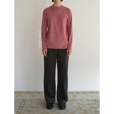 Pink/purple Indian cotton small round neck long-sleeved knitted T-shirt WOODEN SHIP