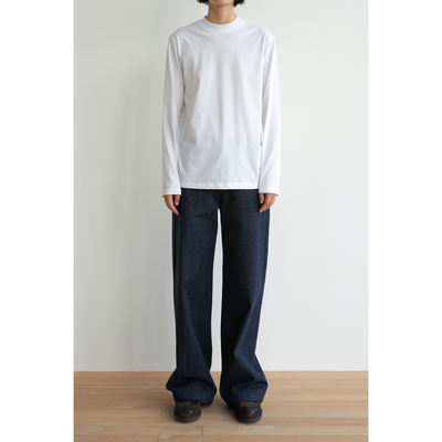 White/Tibetan black Indian cotton small round neck long sleeve knitted T-shirt WOODEN SHIP