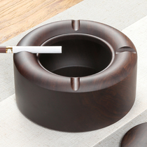 Black sandalwood Chinese style with cover ashtray Creative personality Trend European-style wooden large number home living room anti-fly ash