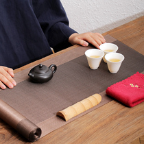Tea Mat Bamboo Mat Lengthened Waterproof Tea Mat Tea Table Flag Tea Cloth Speed Dry Zen Chinese Style Tea Dish Tea Tray Mat Tea Set Accessories