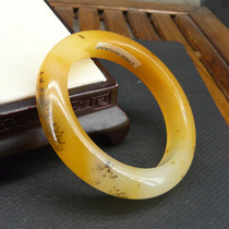 Heshunyuan Yunnan Longling natural goods A yellow dragon jade water plant flower bracelet bracelet large circle mouth 61 certificate 02663