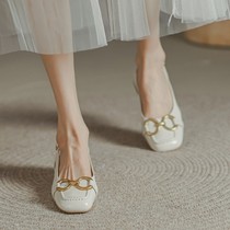 Champagne lovers □ I T S K sandal womens style Baotou Low heel and rear empty lined with Roman womens shoes