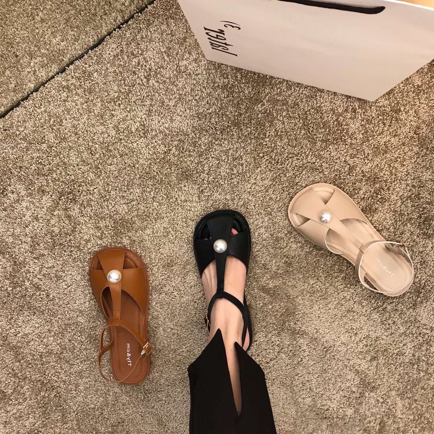 Casual style) ITSK) sandals women's summer French retro flat toe strap Roman shoes