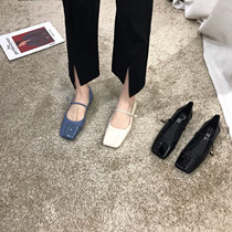 ITSK Boots Woman Single Shoe Square Head Light word with low heel Marie Precious female shoes Bean Bean Shoes