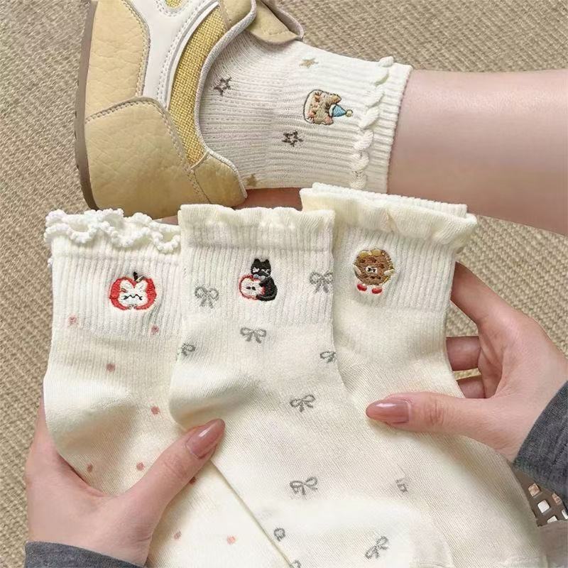 【100% Xinjiang Cotton】Women's Socks New Style White Lace Socks Women's Cartoon Cute Combed Cotton Mesh Breathable 【100% Xinjiang Cotton】Women's Socks New Style White Lace Socks Women's Cartoon Cute Combed Cotton Mesh Breathable