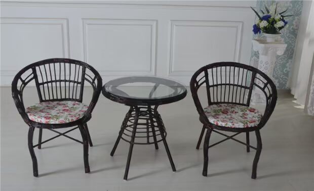 Wicker ghế ba mảnh ban công bàn ghế đặt năm giải trí ngoài trời sân vườn đồ nội thất sân vườn bàn cà phê kết hợp ghế cung cấp đặc biệt bộ bàn ghế ban công