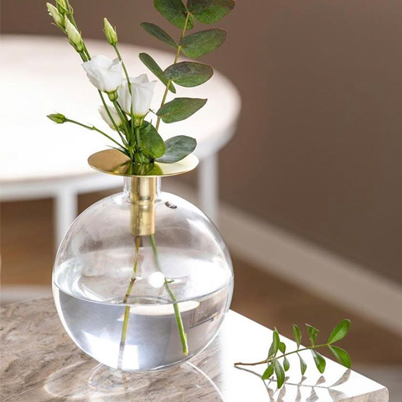 Nordic in windglass flower tulip in liquor living room with flower pieces transparent light luxury vase superior sense