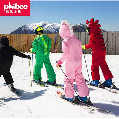Phoebe baby elephant children's one-piece ski suit cartoon boy girl outdoor thick warm waterproof cotton suit
